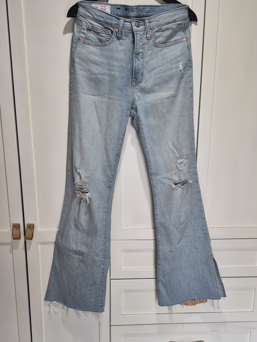 GAP Light Blue Distressed Flare Jeans - Women's
